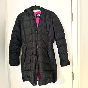 The North Face Women's Black Puffer Coat with Pink Lining
